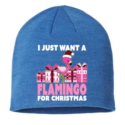 I Just Want A Flamingo For Christmas Flamingo Christmas Gift Sustainable Beanie