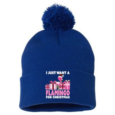 I Just Want A Flamingo For Christmas Flamingo Christmas Gift Pom Pom 12in Knit Beanie