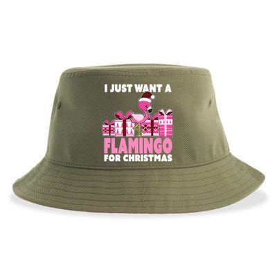 I Just Want A Flamingo For Christmas Flamingo Christmas Gift Sustainable Bucket Hat