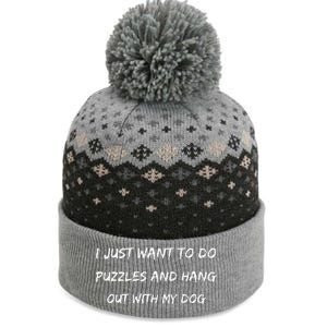 I Just Want To Do Puzzles And Hang Out With My Dog Funny Dog The Baniff Cuffed Pom Beanie