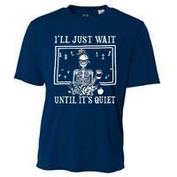 Ill Just Wait Until Its Quiet Halloween Teacher Skeleton Cooling Performance Crew T-Shirt