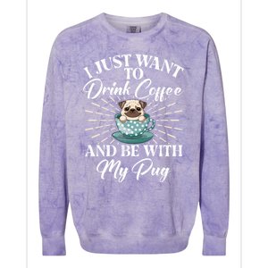 I Just Want To Coffee And Be With My Pug Gift Colorblast Crewneck Sweatshirt