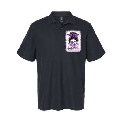 In June We Wear Purple Alzheimer Awareness Messy Bun Support Softstyle Adult Sport Polo