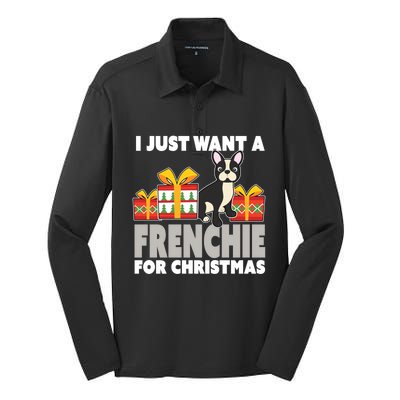 I Just Want A French Bulldog Cute Frenchie Christmas Great Gift Silk Touch Performance Long Sleeve Polo