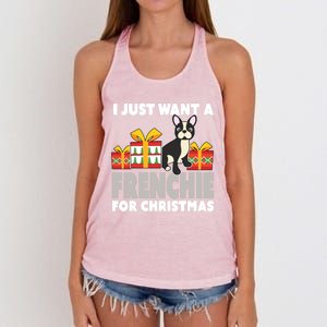 I Just Want A French Bulldog Cute Frenchie Christmas Great Gift Women's Knotted Racerback Tank