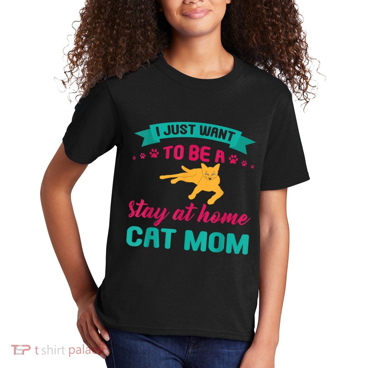 I Just Want To Be A Stay At Home Cat Mom Kids T-Shirt