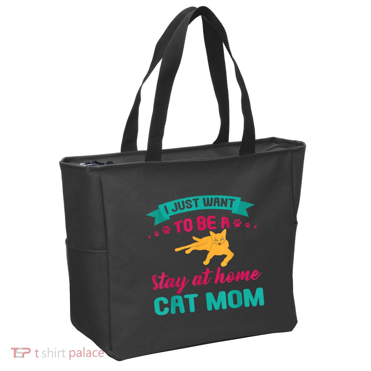 I Just Want To Be A Stay At Home Cat Mom Zip Tote Bag