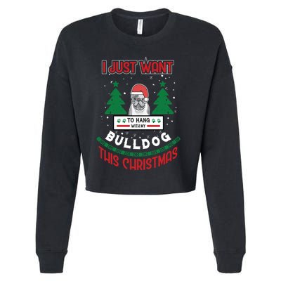 I Just Want To Hang With My Bulldog This Christmas Gift Cropped Pullover Crew