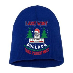 I Just Want To Hang With My Bulldog This Christmas Gift Short Acrylic Beanie