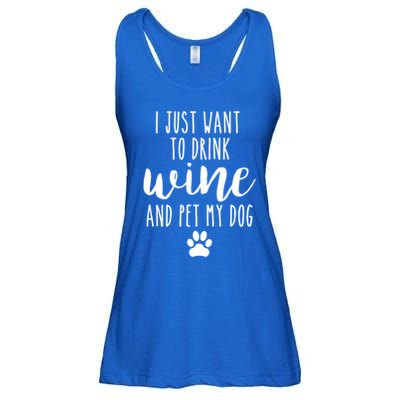 I Just Want To Wine And Pet My Dog Funny Dog Lover Great Gift Ladies Essential Flowy Tank
