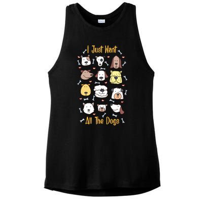 I Just Want All The Dogs Gift Ladies PosiCharge Tri-Blend Wicking Tank