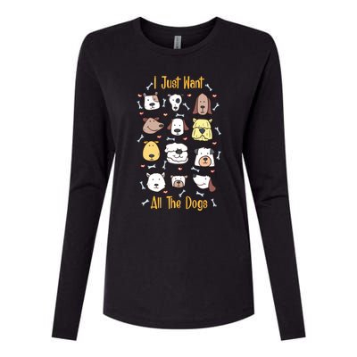 I Just Want All The Dogs Gift Womens Cotton Relaxed Long Sleeve T-Shirt