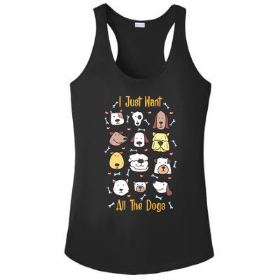 I Just Want All The Dogs Gift Ladies PosiCharge Competitor Racerback Tank