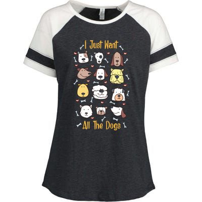 I Just Want All The Dogs Gift Enza Ladies Jersey Colorblock Tee