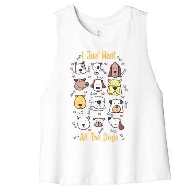 I Just Want All The Dogs Gift Women's Racerback Cropped Tank