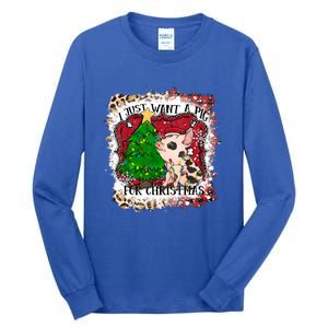 I Just Want A Pig For Christmas Holiday Tree Piglet Cute Gift Tall Long Sleeve T-Shirt