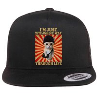 IM Just Wtfing My Way Through Life Funny Cat Meme Humorous Flat Bill Trucker Hat
