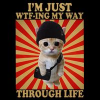 IM Just Wtfing My Way Through Life Funny Cat Meme Humorous Flat Bill Trucker Hat