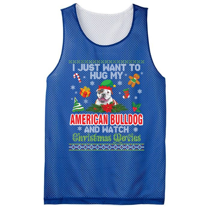 I Just Want To Hug My American Bulldog And Watch Xmas Movie Great Gift Mesh Reversible Basketball Jersey Tank