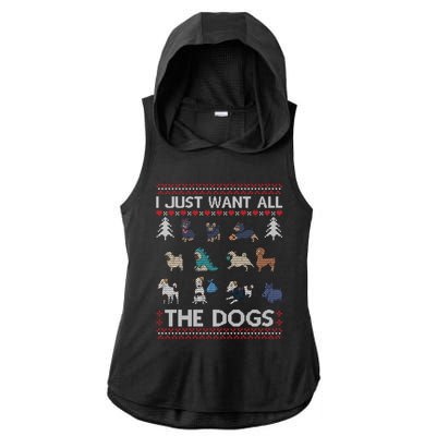 I Just Want All The Dogs Ugly Sweater Xmas Funny Ugly Gift Ladies PosiCharge Tri-Blend Wicking Draft Hoodie Tank