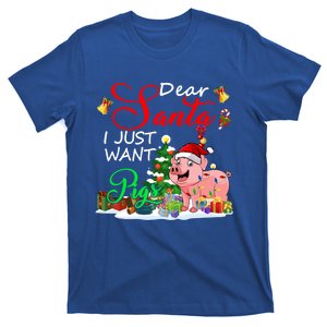 I Just Want Pigs Christmas Farmer Santa Pig Lover Gift T-Shirt