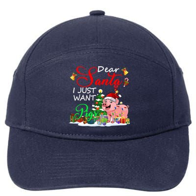 I Just Want Pigs Christmas Farmer Santa Pig Lover Gift 7-Panel Snapback Hat