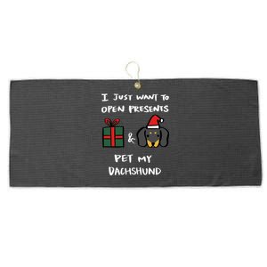 I Just Want To Open Presents And Pet My Dachshund Christmas Cute Gift Large Microfiber Waffle Golf Towel