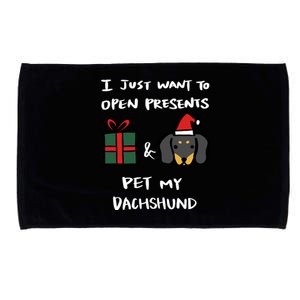 I Just Want To Open Presents And Pet My Dachshund Christmas Cute Gift Microfiber Hand Towel