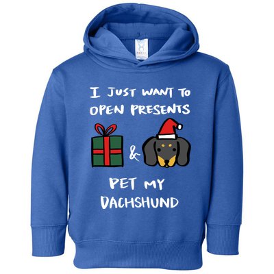 I Just Want To Open Presents And Pet My Dachshund Christmas Cute Gift Toddler Hoodie