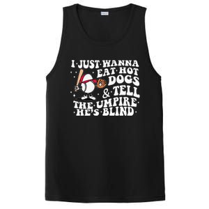 I Just Wanna Eat Hot Dog Tell The Umpire He's Blind Basebal PosiCharge Competitor Tank