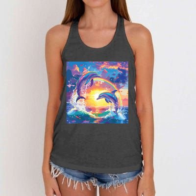 I Just Wanna Be Part Of Your Symphony Symphony Dolphin Meme Women's Knotted Racerback Tank