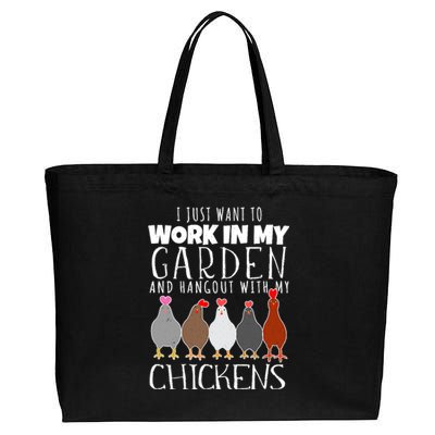 I Just Want To Work In My Garden Hangout With My Chickens Cotton Canvas Jumbo Tote