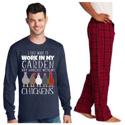 I Just Want To Work In My Garden Hangout With My Chickens Long Sleeve Pajama Set