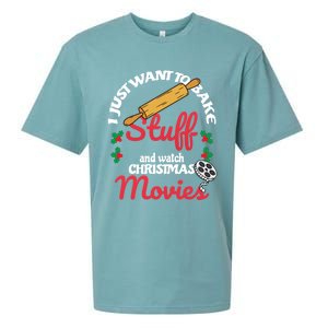 I Just Want To Bake Stuff And Watch Xmas Movies Gift Sueded Cloud Jersey T-Shirt