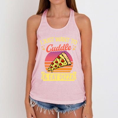 I Just Want To Cuddle And Eat Pizza Valentines Day Gift Women's Knotted Racerback Tank