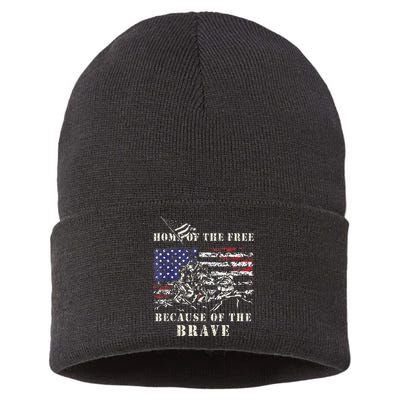 Iwo Jima WWII Veteran Memorial Day USA Flag Army Patriotic Sustainable Knit Beanie