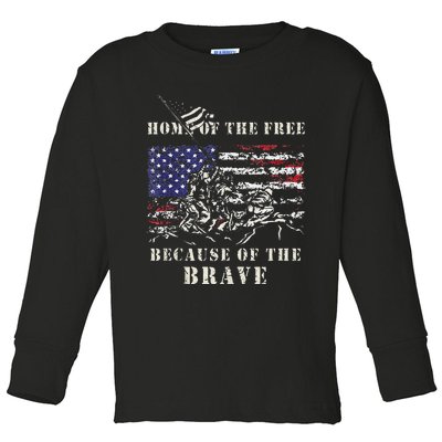 Iwo Jima WWII Veteran Memorial Day USA Flag Army Patriotic Toddler Long Sleeve Shirt