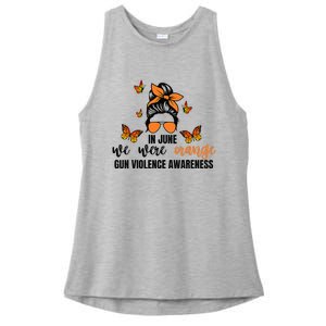 In June We Wear Orange Gun Violence Awareness Day Ladies PosiCharge Tri-Blend Wicking Tank