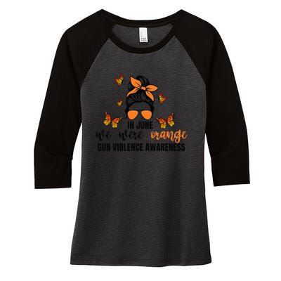 In June We Wear Orange Gun Violence Awareness Day Women's Tri-Blend 3/4-Sleeve Raglan Shirt