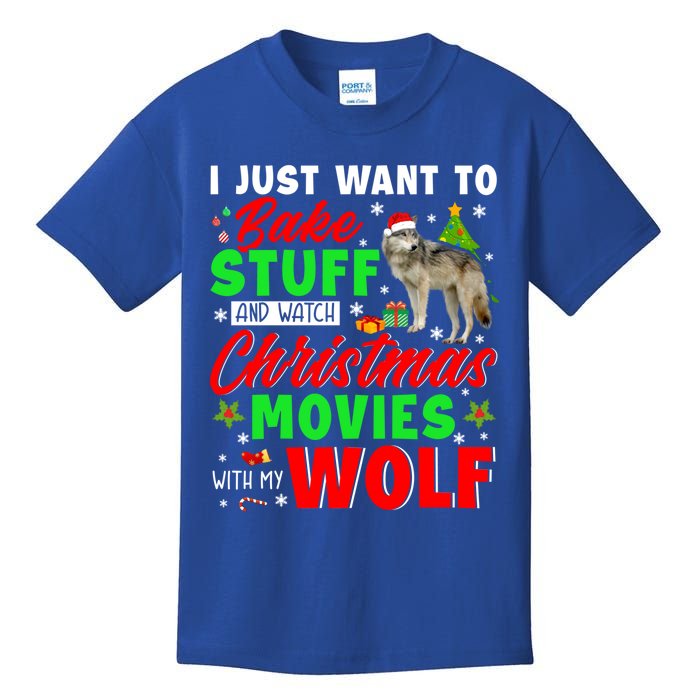 I Just Want To Bake Stuff And Watch Xmas Movies With My Wolf Great Gift Kids T-Shirt