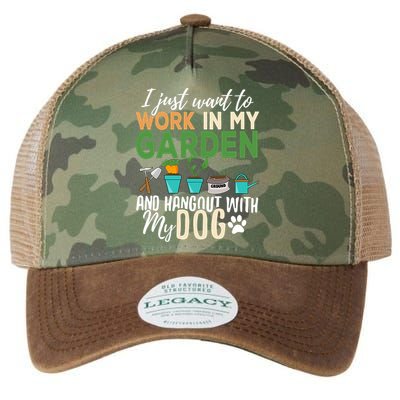 I Just Want To Work In My Garden And Hangout With My Dog Funny Legacy Tie Dye Trucker Hat