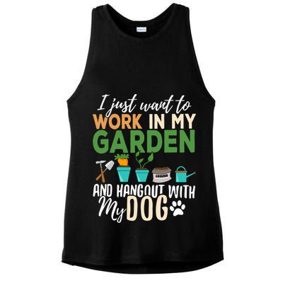 I Just Want To Work In My Garden And Hangout With My Dog Funny Ladies PosiCharge Tri-Blend Wicking Tank