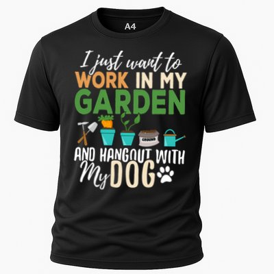 I Just Want To Work In My Garden And Hangout With My Dog Funny Performance Shirt