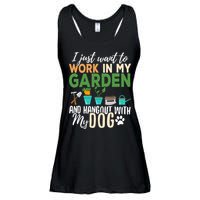 I Just Want To Work In My Garden And Hangout With My Dog Funny Ladies Essential Flowy Tank