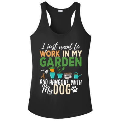 I Just Want To Work In My Garden And Hangout With My Dog Funny Ladies PosiCharge Competitor Racerback Tank