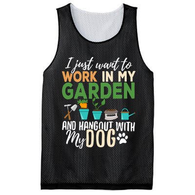 I Just Want To Work In My Garden And Hangout With My Dog Funny Mesh Reversible Basketball Jersey Tank