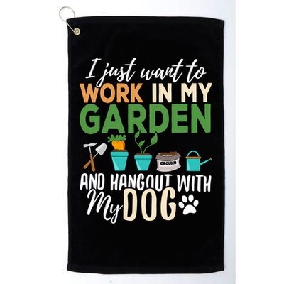 I Just Want To Work In My Garden And Hangout With My Dog Funny Golf Towel