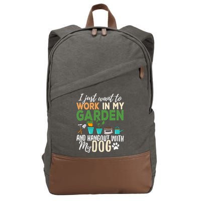 I Just Want To Work In My Garden And Hangout With My Dog Funny Cotton Canvas Backpack