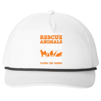 I Just Want To Rescue Animals 3 Days A Week Funny Gift Snapback Five-Panel Rope Hat