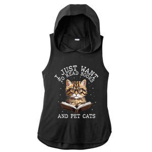 I Just Want To Read Books And Pet Cats Cat Ladies PosiCharge Tri-Blend Wicking Draft Hoodie Tank